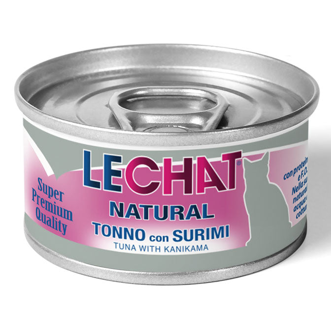 LeChat Natural Sfilaccetti di Tonno con Surimi – Alimento Complementare Gatti 80g