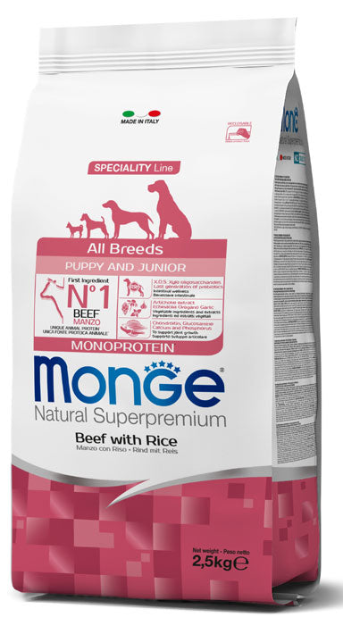 Natural Superpremium All Breeds Puppy & Junior Monoprotein Manzo con Riso