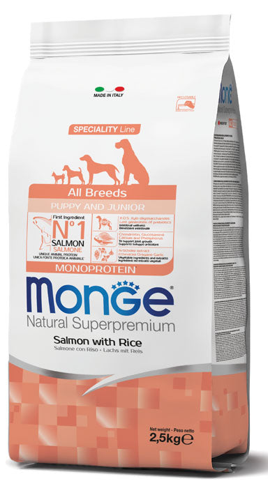 Natural Superpremium All Breeds Puppy & Junior Monoprotein – Salmone con Riso