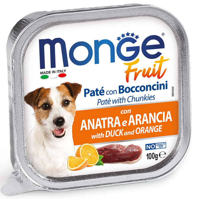 Monge Superpremium Fruit Paté e Bocconcini con Anatra e Arancia – 100 g