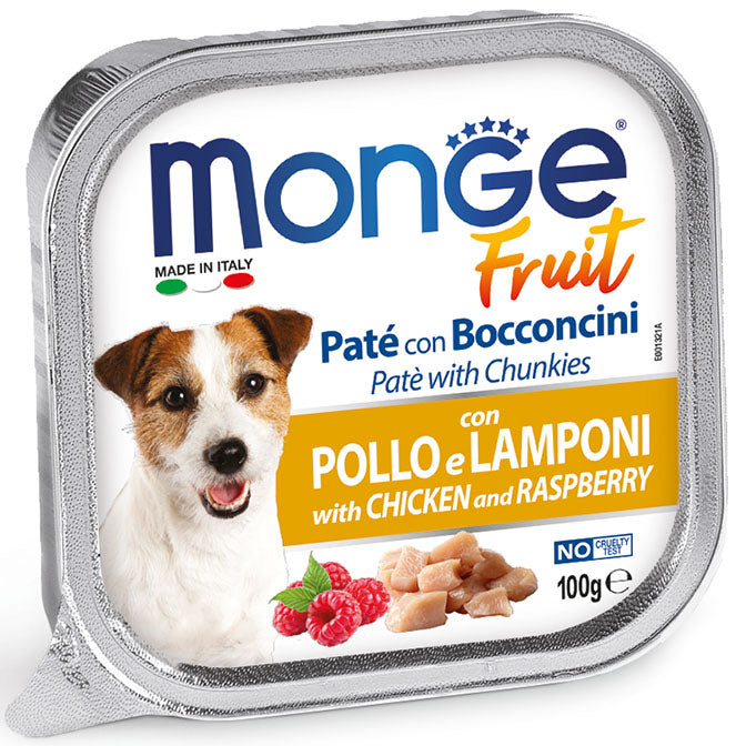 Monge Superpremium Fruit Paté e Bocconcini con Pollo e Lamponi – 100 g