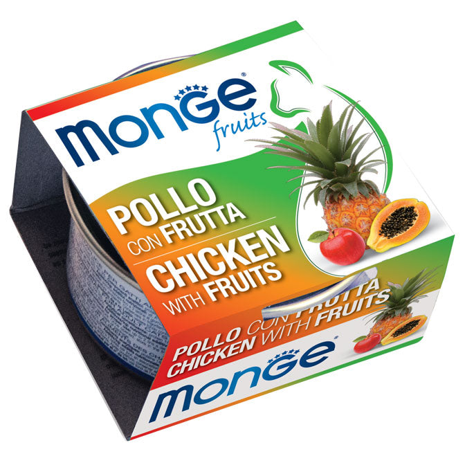 Monge Fruits Adult Pezzetti di Pollo con Frutta – Cibo Umido Naturale per Gatti Adulti
