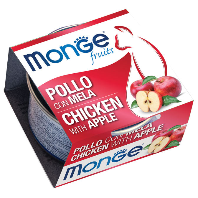 Monge Fruits Adult Pezzetti di Pollo con Mela – Cibo Umido Naturale per Gatti Adulti