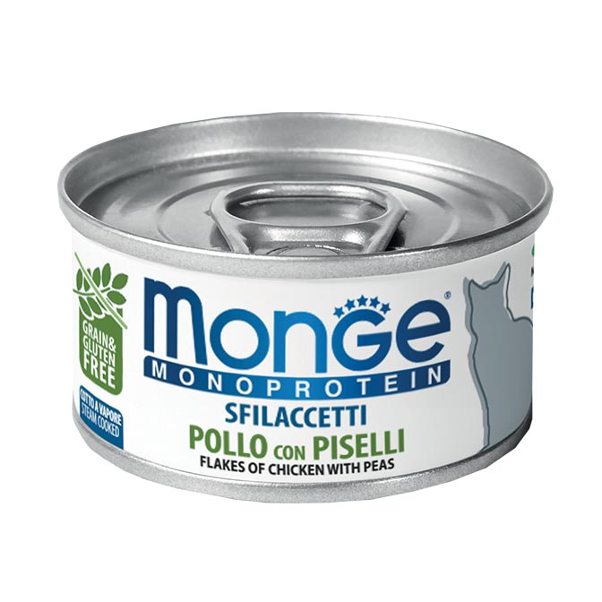 Monge Natural Superpremium Monoprotein – Sfilaccetti Pollo con Piselli 80g