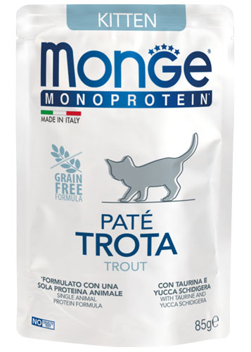Monge Natural Superpremium Monoprotein – Paté Kitten Trota 85g